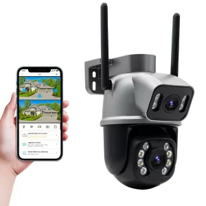 Proteção 24h:  Câmera de Segurança WiFi Icsee 3MP Lente Dupla Externa